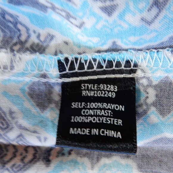 Skies Are Blue Dress Medium Colorful Aztec Print Boho Hippie VNeck Short Sleeve - Picture 7 of 9